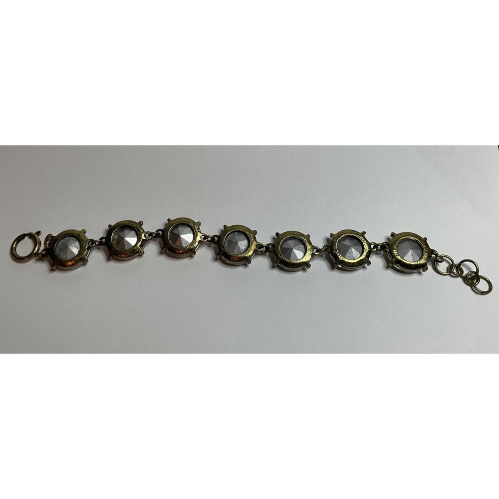 Kirks Folly Link Bracelet Antique-finish/Warm Gold-tone Champagne Crystals 7" - Picture 9 of 10